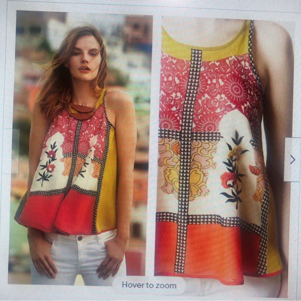 Veneer Bajo Anthropologie Jardin Multicolor Printed Swing Tank